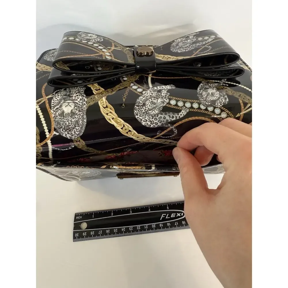 Betsey Johnson XODANI Black Animal Print Leopard Chain Wallet Crossbody Purse - Picture 14 of 14